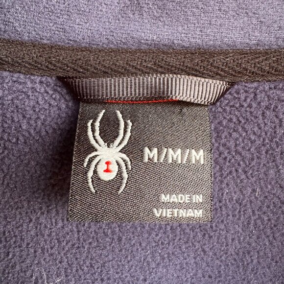 Spyder Mens Teal Blue Fleece Half-Zip Pullover Jacket M Warm Outerwear - Picture 4 of 14